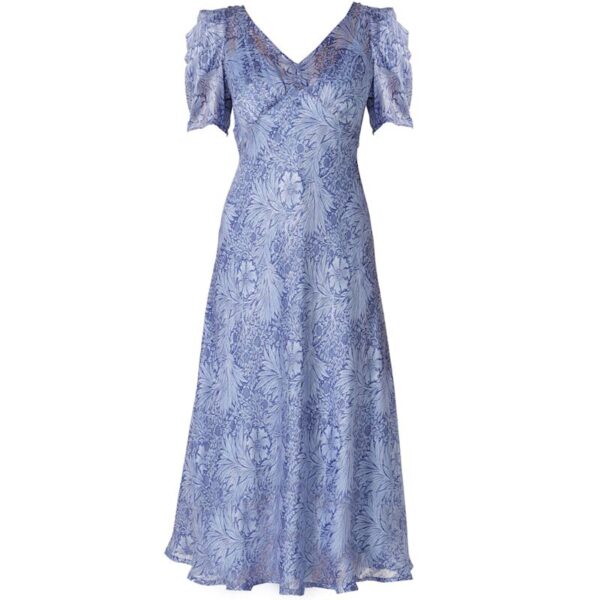 Blue Jay Periwinkle Flower Midi Dress Ma03