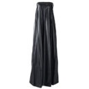 Black Strapless Pleated Leather Maxi Dress Ma02