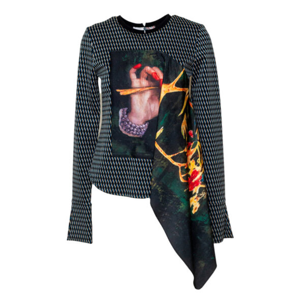 Gift Printed Satin Scarf Top Ma06