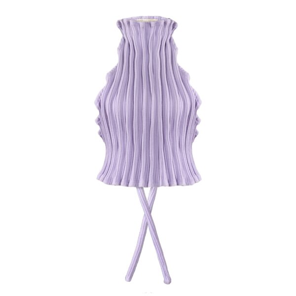 Lilac Rib Knit Halter Shirt Han1