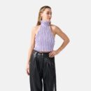 Lilac Rib Knit Halter Shirt Han1