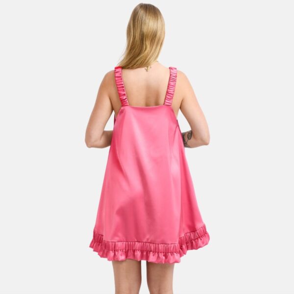 Pink Satin Mini Dress Lan08 - Image 2