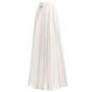 White Pleated Faux High Waist Leather Maxi Skirt Ma01