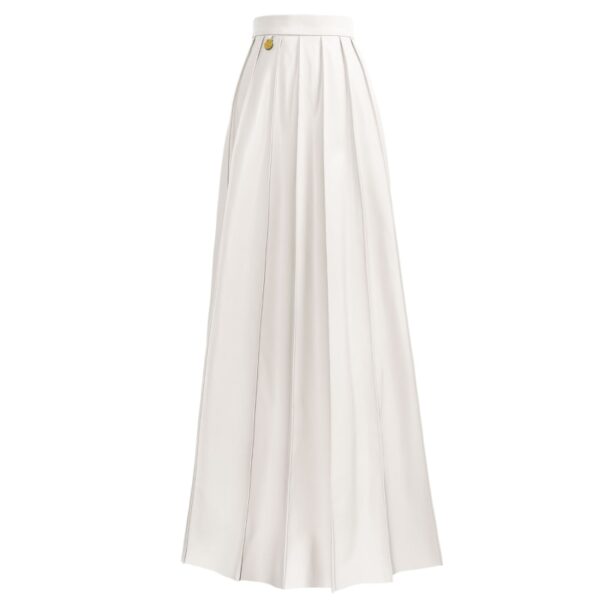 White Pleated Faux High Waist Leather Maxi Skirt Ma01