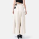 White Pleated Faux High Waist Leather Maxi Skirt Ma01