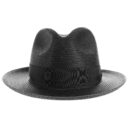 Marinzic Light Blue Straw Fedora Hat with Navy Band
