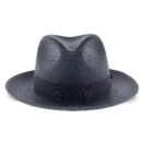 Marinzic Light Blue Straw Fedora Hat with Navy Band