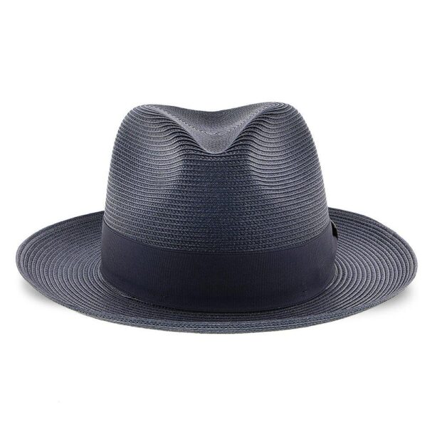 Marinzic Light Blue Straw Fedora Hat with Navy Band - Image 16
