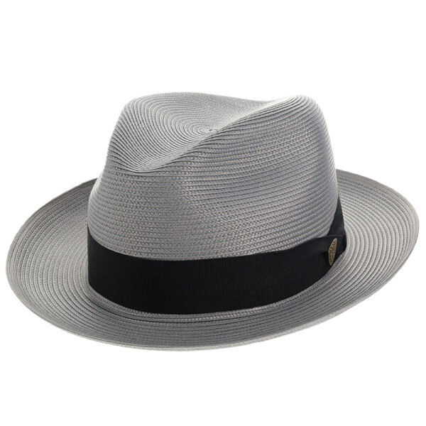 Marinzic Light Blue Straw Fedora Hat with Navy Band - Image 8
