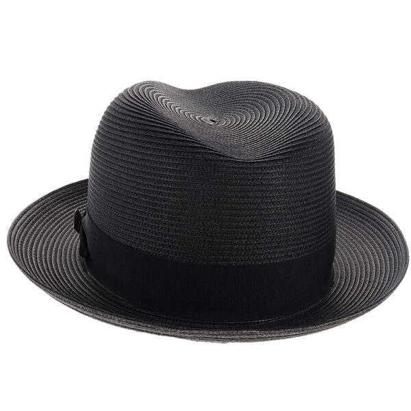 Marinzic Light Blue Straw Fedora Hat with Navy Band - Image 24