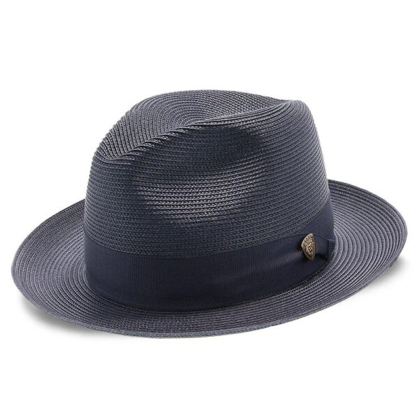 Marinzic Light Blue Straw Fedora Hat with Navy Band - Image 18