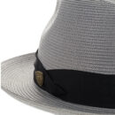 Marinzic Light Blue Straw Fedora Hat with Navy Band