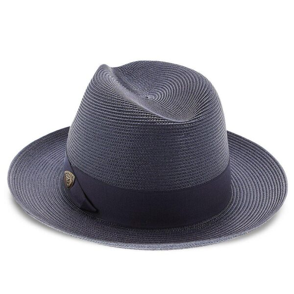 Marinzic Light Blue Straw Fedora Hat with Navy Band - Image 17