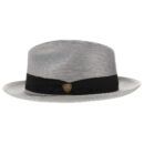 Marinzic Light Blue Straw Fedora Hat with Navy Band