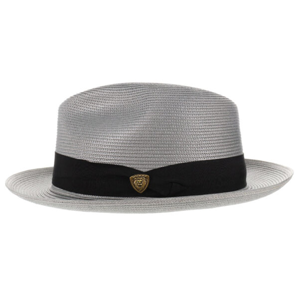 Marinzic Light Blue Straw Fedora Hat with Navy Band - Image 7