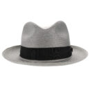 Marinzic Light Blue Straw Fedora Hat with Navy Band