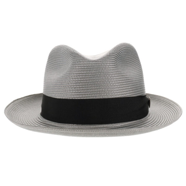 Marinzic Light Blue Straw Fedora Hat with Navy Band - Image 9