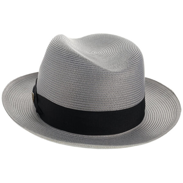 Marinzic Light Blue Straw Fedora Hat with Navy Band - Image 11