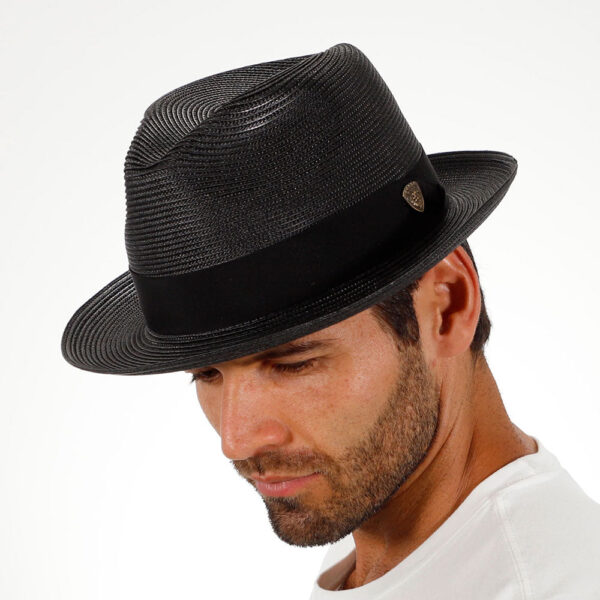 Marinzic Light Blue Straw Fedora Hat with Navy Band - Image 20