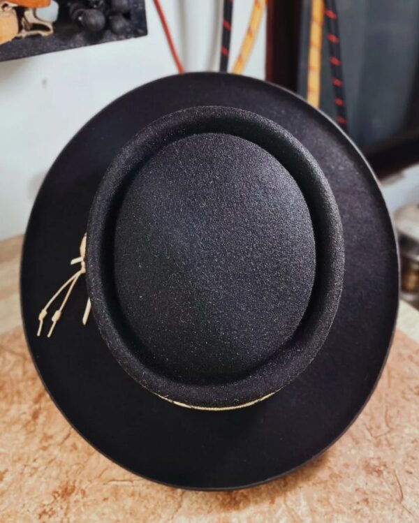 Marinzic Powder Blue Felt Pork Pie Hat with Orange Leather Band - Image 7