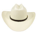 Marinzic Classic White Straw Cowboy Hat with Leather Band