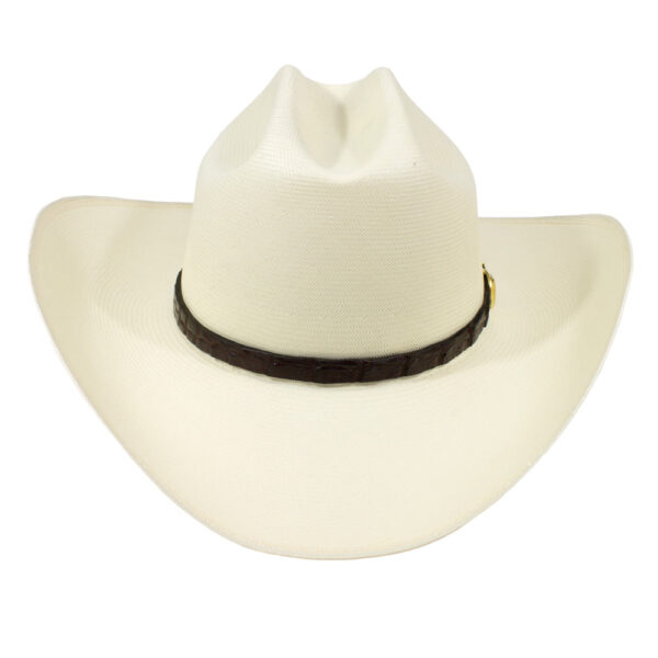 Marinzic Classic White Straw Cowboy Hat with Leather Band - Image 4