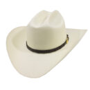 Marinzic Classic White Straw Cowboy Hat with Leather Band