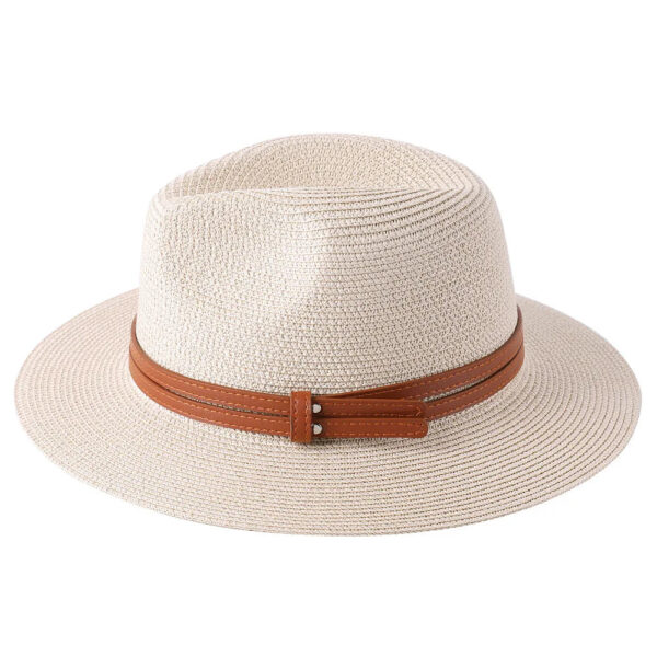 Marinzic Classic Black Wide Brim Panama Fedora Hat with Leather Band - Image 4