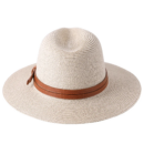 Marinzic Classic Black Wide Brim Panama Fedora Hat with Leather Band