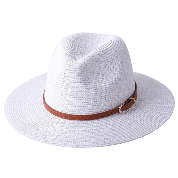 Marinzic Classic Black Wide Brim Panama Fedora Hat with Leather Band - Image 14