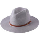 Marinzic Classic Black Wide Brim Panama Fedora Hat with Leather Band