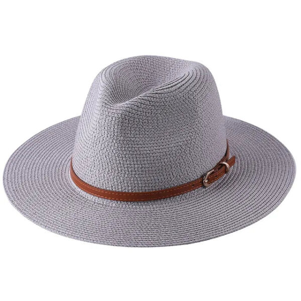 Marinzic Classic Black Wide Brim Panama Fedora Hat with Leather Band - Image 12