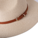 Marinzic Classic Black Wide Brim Panama Fedora Hat with Leather Band