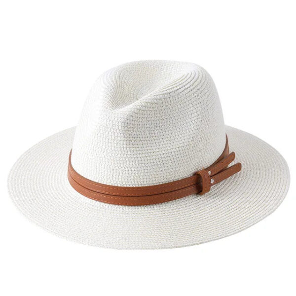 Marinzic Classic Black Wide Brim Panama Fedora Hat with Leather Band - Image 3