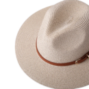 Marinzic Classic Black Wide Brim Panama Fedora Hat with Leather Band
